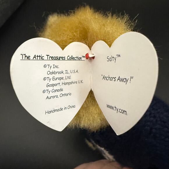 1993 TY Beanie Baby Salty ANCHORS AWAY Sweater Teddy Bear Attic Treasure Vintage - Picture 6 of 9